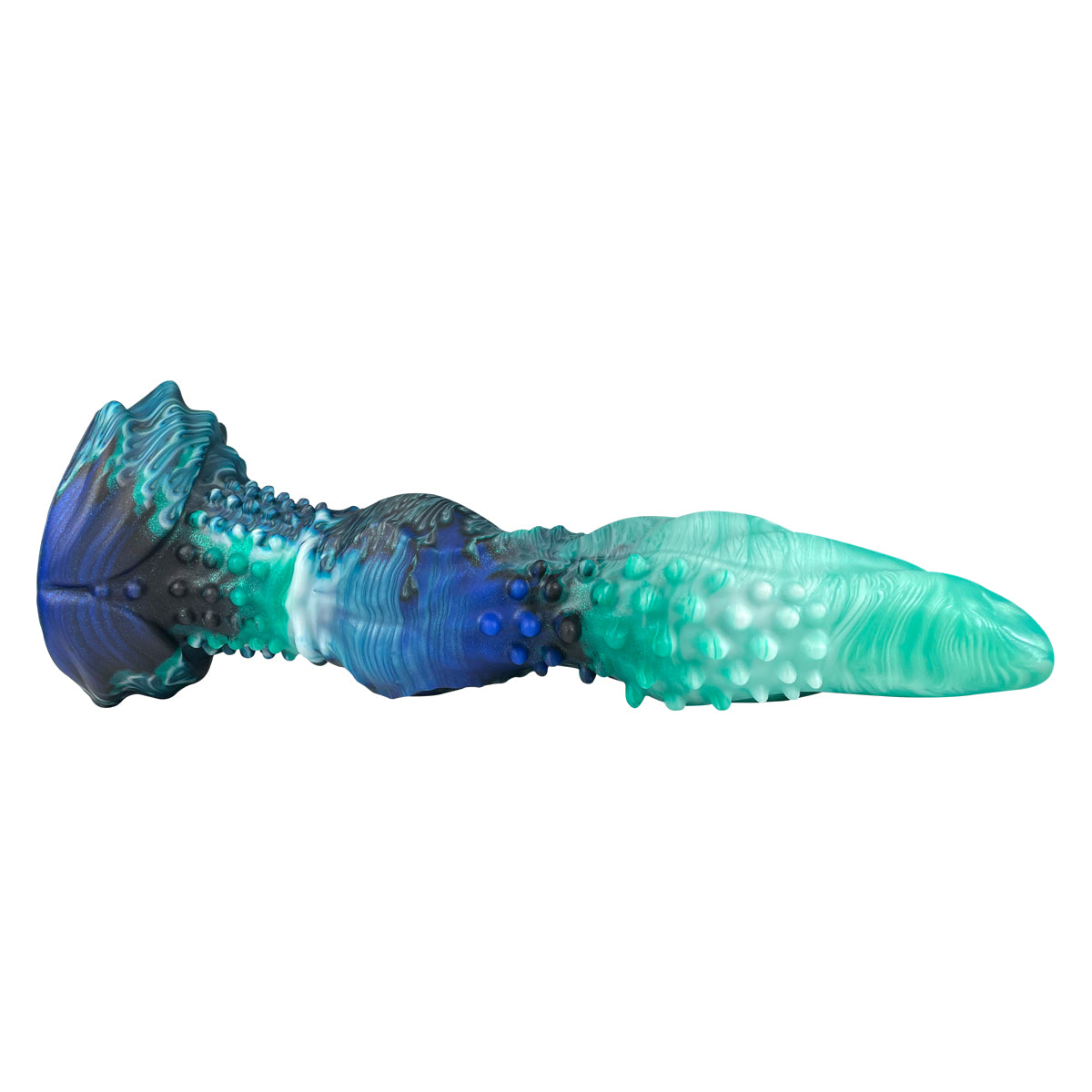 Fantasy Dildo Deep Sea – Mint Green-Blue, Dense Triple-Nobs & Strong Suction Cup