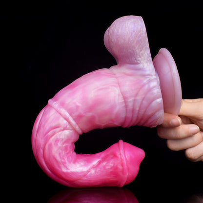 Biegsamer Huge Dildo | Platinum Silicone Realistic Dildo mit Hautfalten-Segmentierung, Blutader-Relief