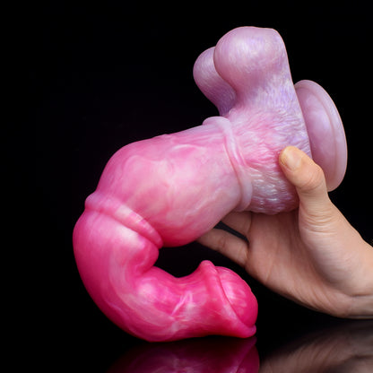 Anatomischer Fantasy Dildo | Platinum Silicone Dildo mit Pferdeglans-Kappe, Dreisegment-Stufenschaft