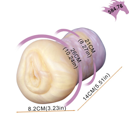 Stute Pocket Pussy mit Mähnenstruktur & Realistischer Vulva – Cremgelb-Rosarosa Perlmutt, Asymmetrischer Kanal & Platin-Silikon