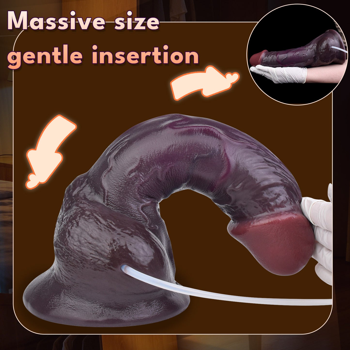 BBC Dildo Riesen Schwanz – Realistischer Riesen Schwanz mit Spritzfunktion aus Platin-Silikon