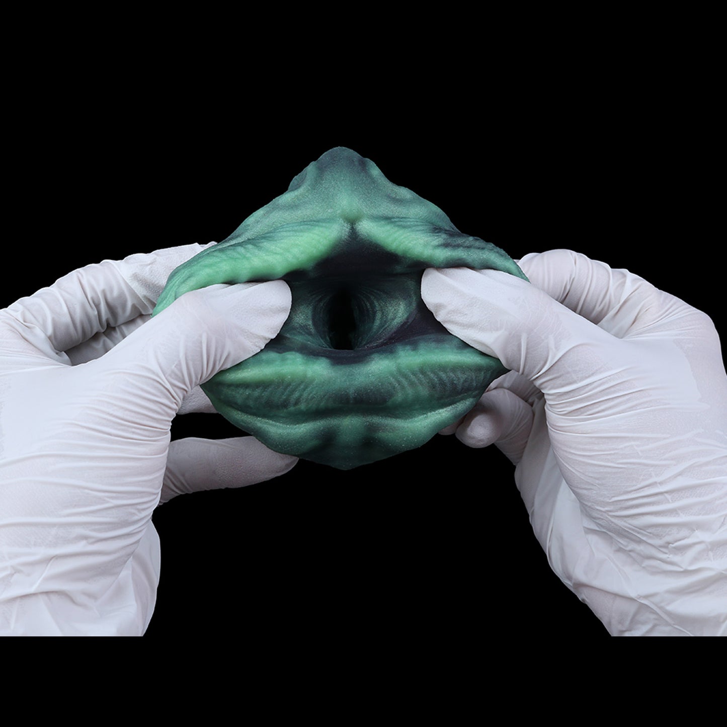 Alien Pocket Pussy mit Rautenöffnung – Biolumineszenz-Grün, Kontraktionsstruktur & Einzelkanal aus Platin-Silikon