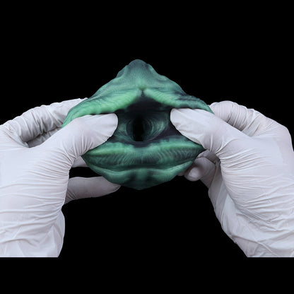 Alien Pocket Pussy mit Rautenöffnung – Biolumineszenz-Grün, Kontraktionsstruktur & Einzelkanal aus Platin-Silikon