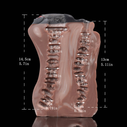 Horse Pussy mit Pferdeschwanz-Textur & Dual-Channel – Kupferbraun, Tiefschwarze Vulva & Platin-Silikon für Männer