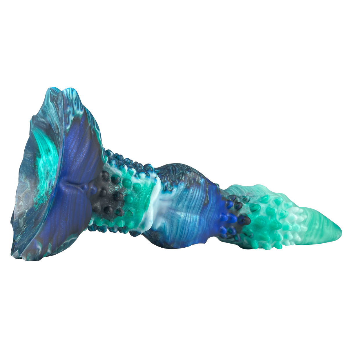 Fantasy Dildo Deep Sea – Mint Green-Blue, Dense Triple-Nobs & Strong Suction Cup