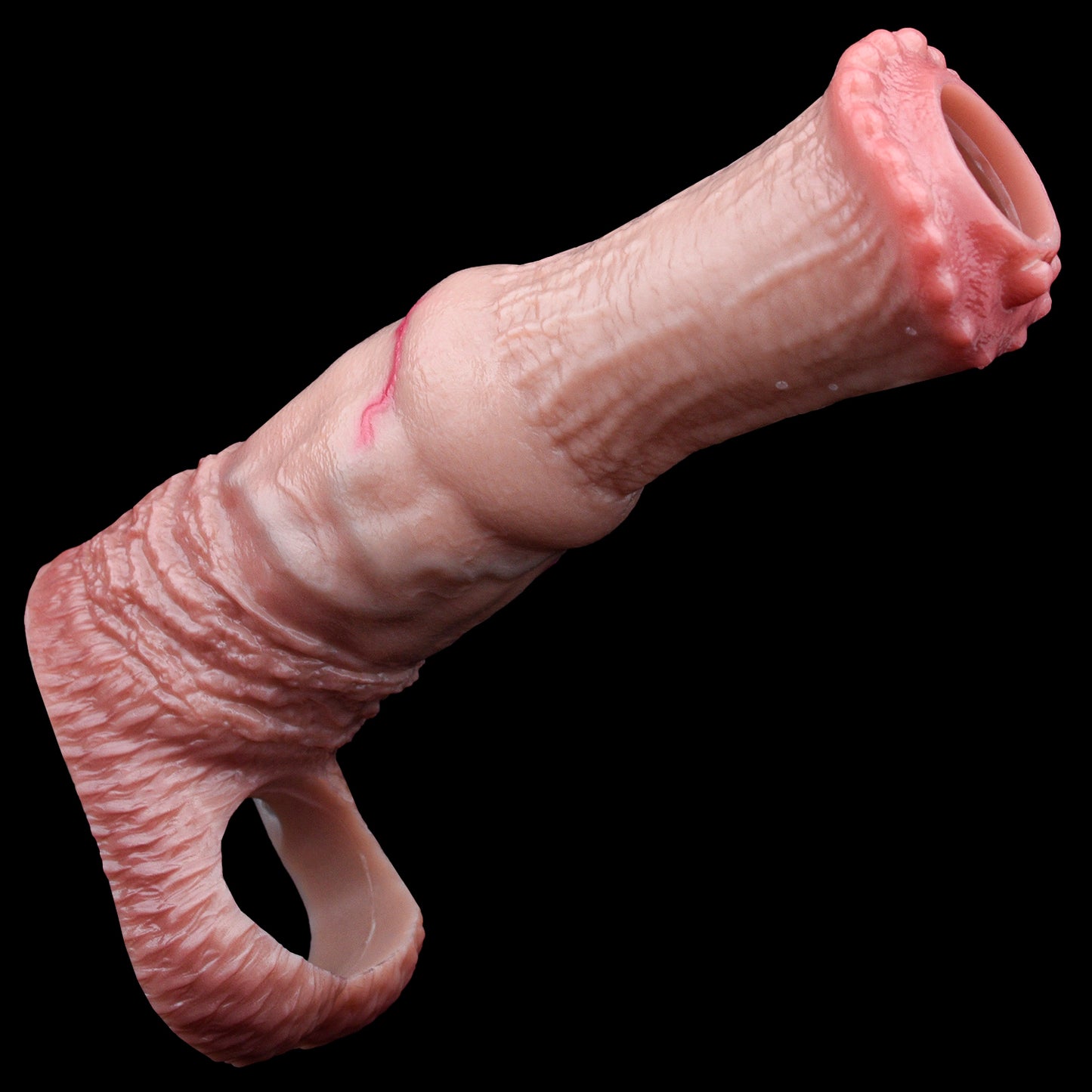 Horse Dildo Sleeve Platinum Silicone - Open-Ended Extension with Realistic Veins and Skin-to-Skin Feel