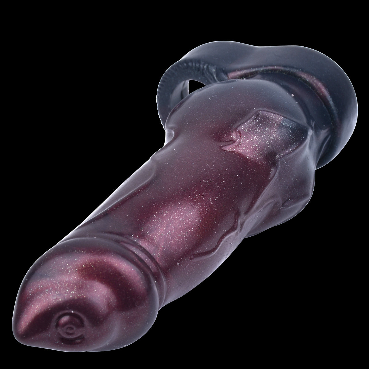Glänzendes Burgunder Penis Sleeve mit Hodenring – Realistischer Penis Extender für mehr Ausdauer, Penisverlängerung & harte Nächte im Schlafzimmer