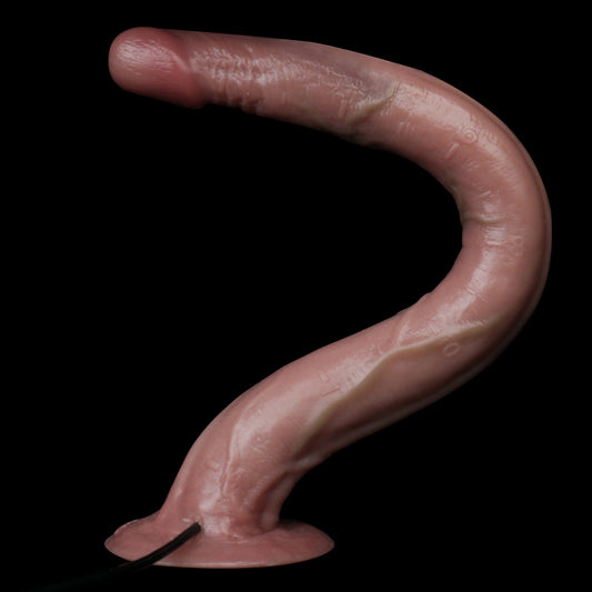 Long Dildo Tropisches Rotbraun – Übergrosser Pilzkopf, Longitudinale Hautfalten-Schaft, 3-Megapixel Endoskop-Kamera, 8 LED, IP68, Type-C & Starksaugnapf an Kurvenflächen aus Platin-Silikon