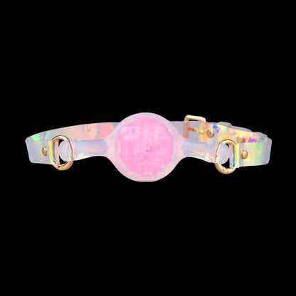 Crystal Core Ball Gag - Doppelschicht Kristall Mundknebel | Hantelform Violett Pink Platin