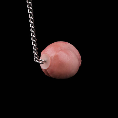 Realistischer Butt Plug im Hautton – Anatomischer Kugel-Analplug mit Hoden, Edelstahlkette & Lederband für Anfänger und BDSM-Spiele