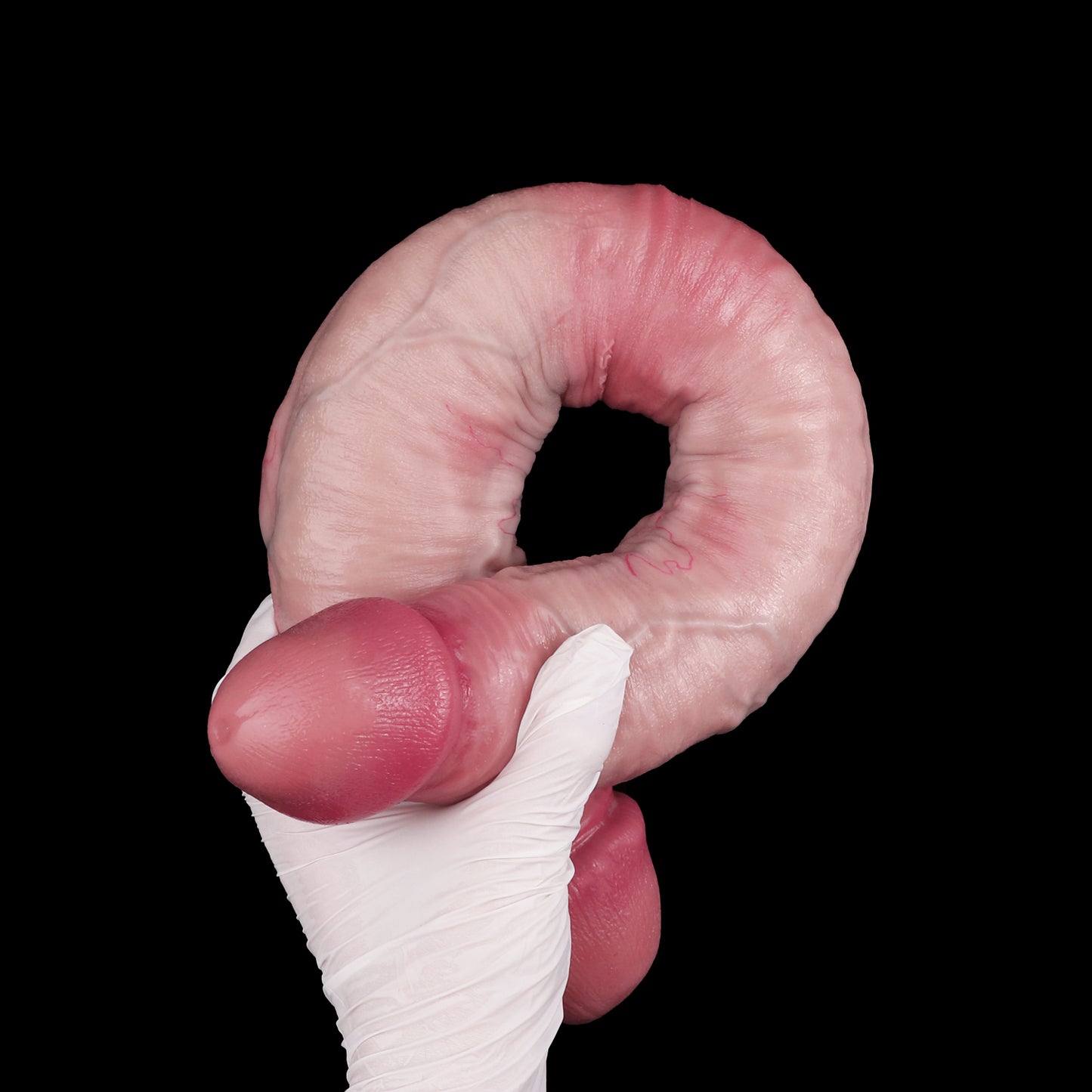 XXL Double Dildo in Helles Hautrosa – Beide Enden Dick, Maximaler Girth, Venenstruktur & Couple-Design aus Doppelschicht-Platin-Silikon