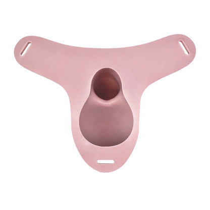 Peniskäfig mit Vorhaut & Spiralfalten – Babyrosa, Harnöffnung & Zwei Harness-Varianten aus Platin-Silikon