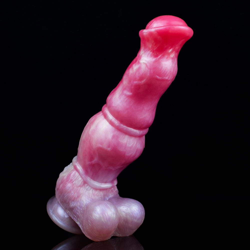 Anatomischer Fantasy Dildo | Platinum Silicone Dildo mit Pferdeglans-Kappe, Dreisegment-Stufenschaft