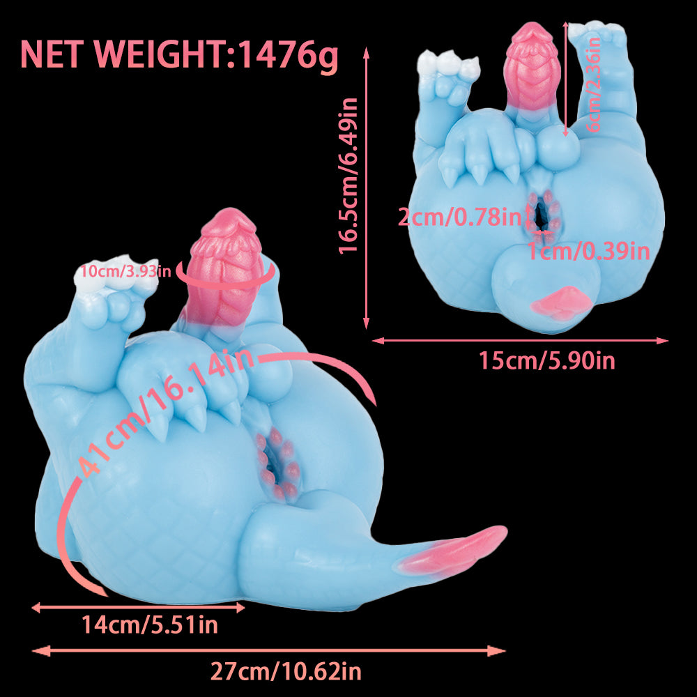 Drachen Masturbator – Eisblau & Pink | Fantasie-Stimulator aus Platin-Silikon