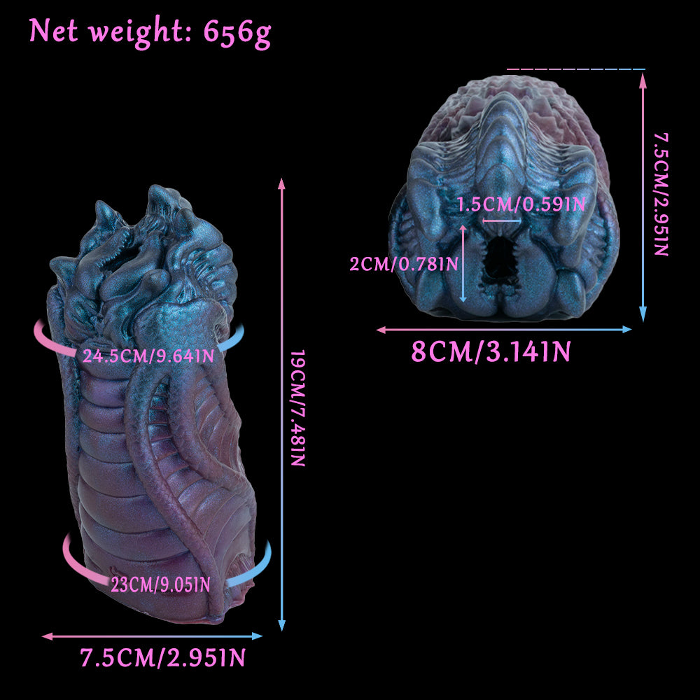 Fantasy Creature Pocket Pussy | Platinum Silicone Handheld Masturbator mit Alienkreatur