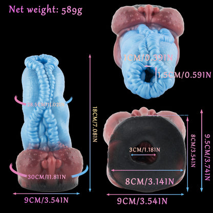 Alien Pocket Pussy – Platinum Silicone Cyberpunk Masturbator with Tight Ribbed Entrance & Extreme Suction