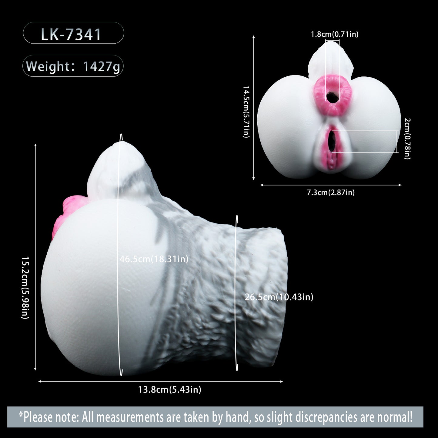 Pocket Pussy Weißer Hase – Doppelkanal (Vaginal + Anal), Fellstruktur-Außenhaut & Rosenrosa-Öffnungen aus Platin-Silikon