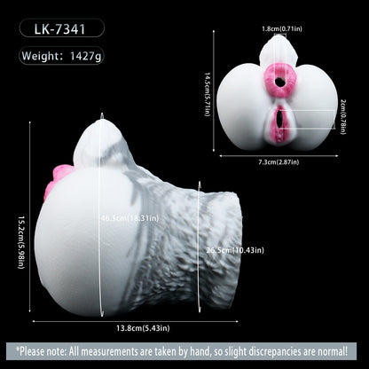 Pocket Pussy Weißer Hase – Doppelkanal (Vaginal + Anal), Fellstruktur-Außenhaut & Rosenrosa-Öffnungen aus Platin-Silikon