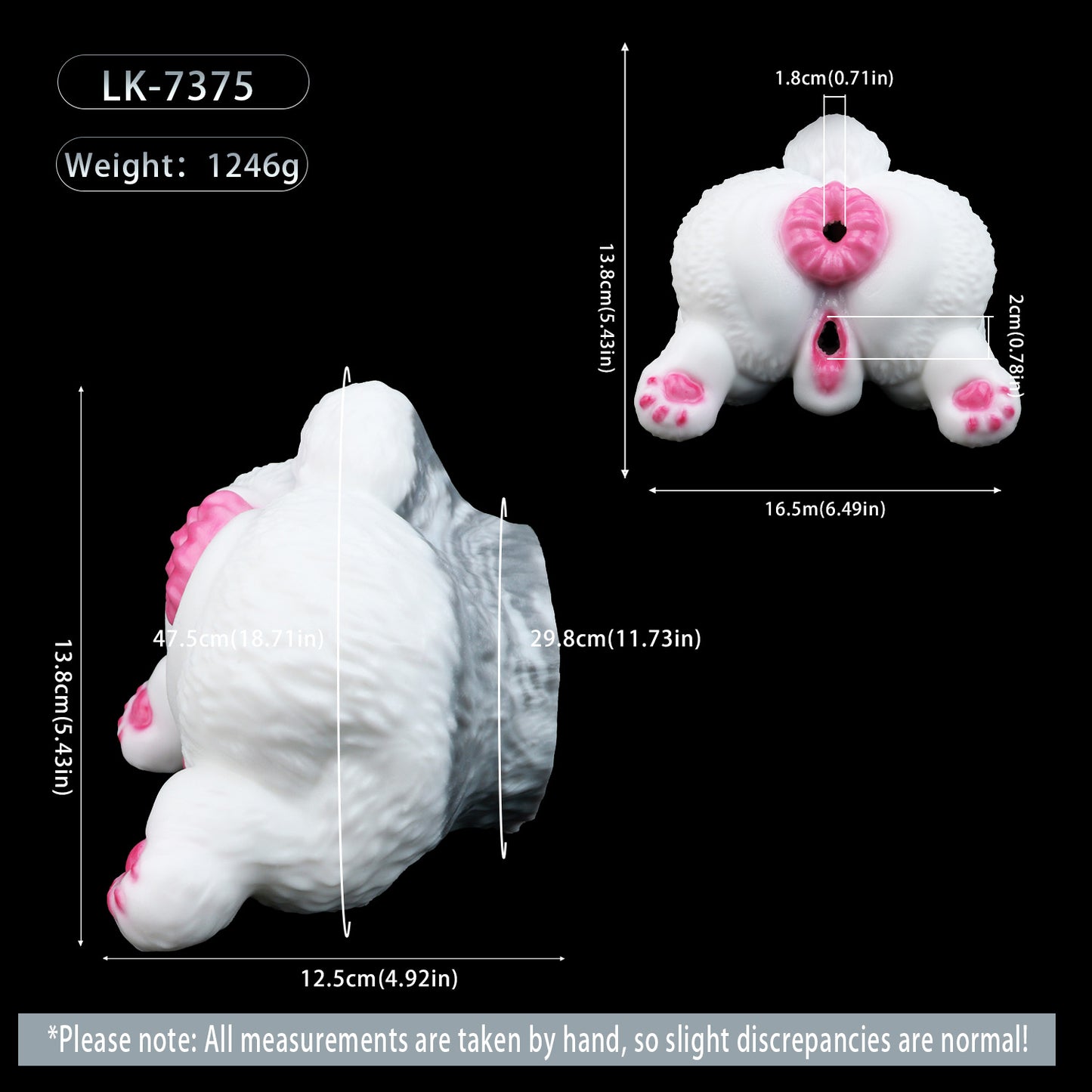 Schneehase Sexpuppe Halbkörper – Reinweiß & Tintenwolken, Rosenrosa Hasenbeine & Doppelkanal aus Platin-Silikon