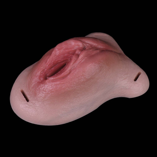 Silikon-Pussy-Panties mit offenen Schamlippen & Lederriemen | Ultimatives Transgender Vaginal-Gaff für intime Rollenspiele