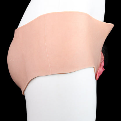 Lifelike Pussy Panties with Pubic Hair - Breathable Silicone Vagina Pants for Femboys & Crossdressers (Skin Color)