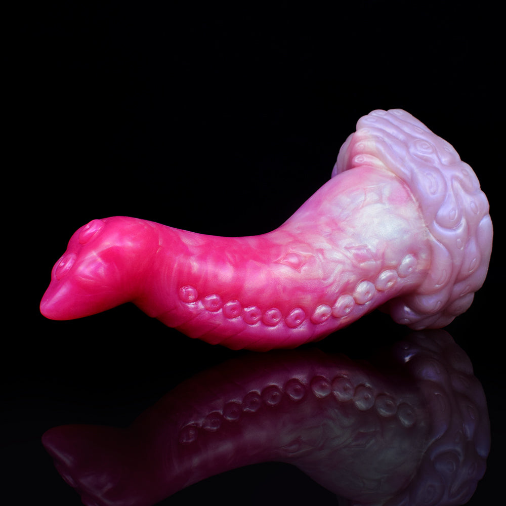 Octopus Tentacle Anal Dildo | Platinum Silicone Fantasy Dildo with Sucker Row & Octopus Crown Base