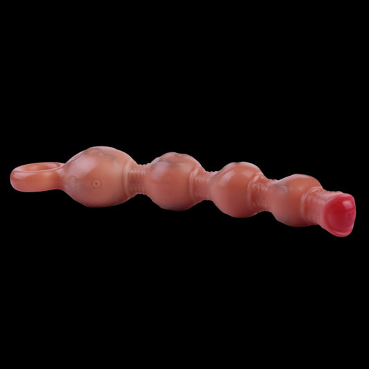 Geometrischer Tiered Expansion Butt Plug Silikon - Three-Stage Silicone Expander Bluetenspitze Querrillen 10 Frequenzen Vibration