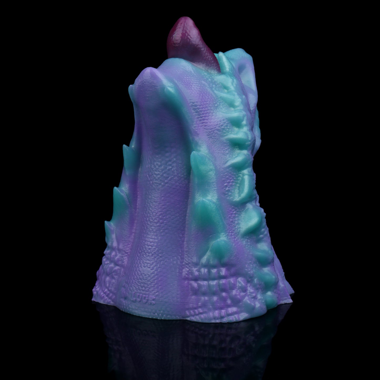 Aurora-Zweifarbiger Fantasy-Drachen-Maul Pocket Pussy – Drachenschuppen-Außenhaut, Tiefviolette Zunge & Einzelkanal aus Platin-Silikon
