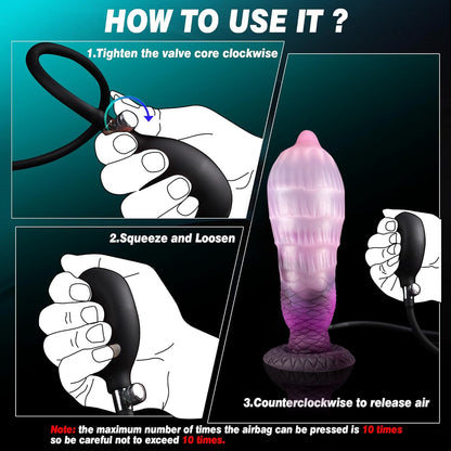 Amethyst Magma Pulse – Aufpumpbarer Fantasy Dildo aus Platin-Silikon mit Saugnapf