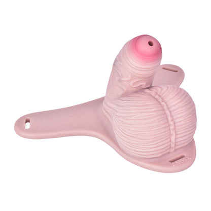 Peniskäfig mit Vorhaut & Spiralfalten – Babyrosa, Harnöffnung & Zwei Harness-Varianten aus Platin-Silikon