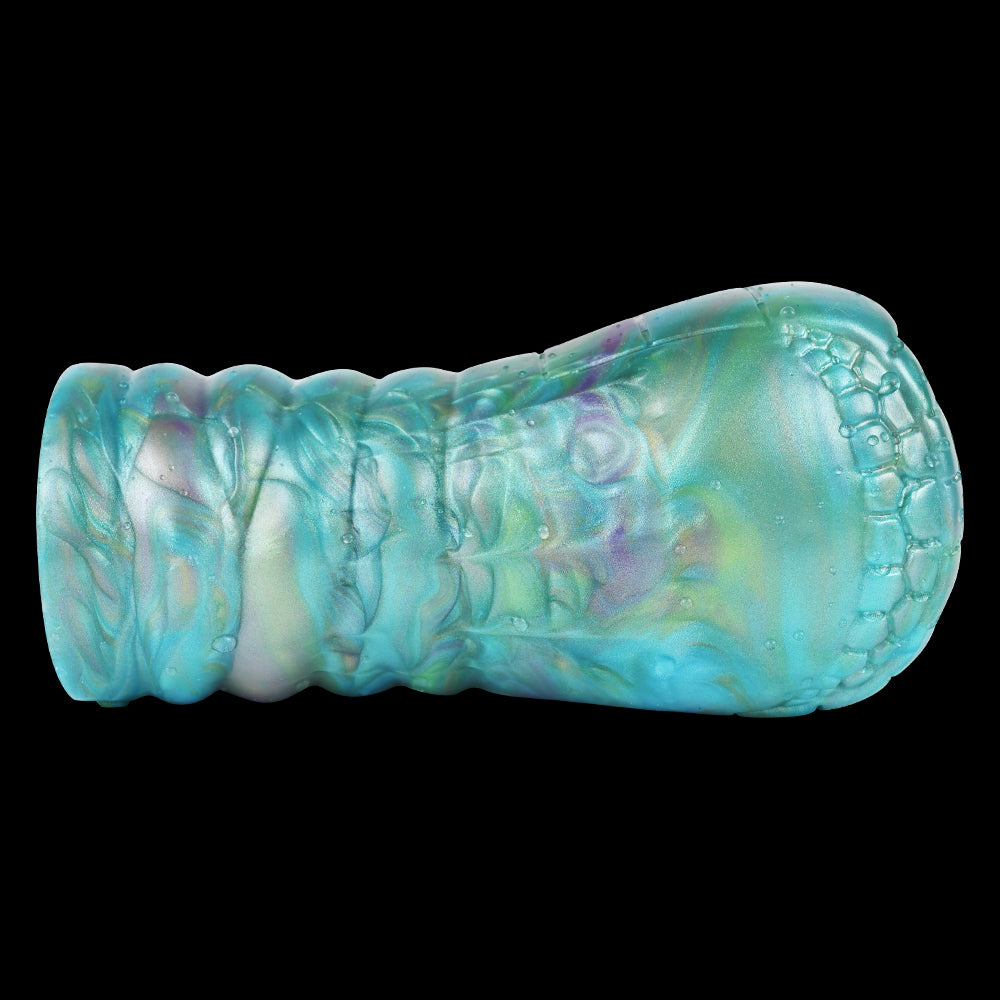 Premium Alien Pocket Pussy in Aurora Green – Biomorphic Masturbator made of Platinum Liquid Silicone