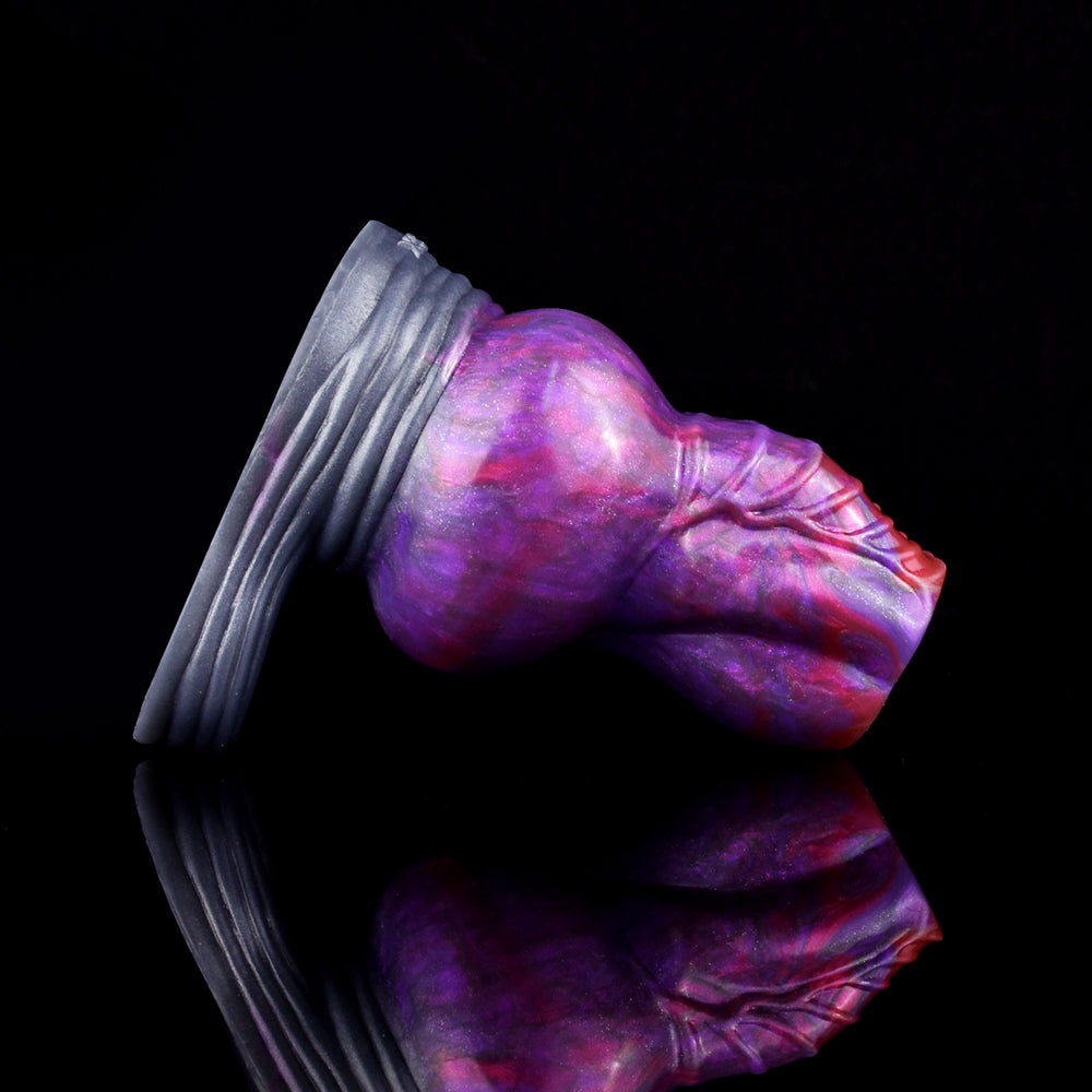 Fantasy Extender Violet-Phantom - Double Ball, V-Scaled Crown & Fork Ring | Platinum Silicone | SiliconeLust