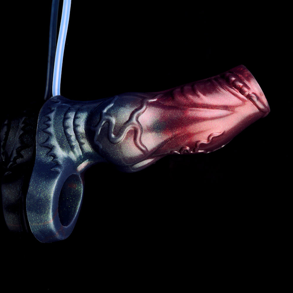 Offene Spitze & Spritzend Penis Sleeve – Squirting Hollow Sleeve mit Dreifarb-Metallperlglanz