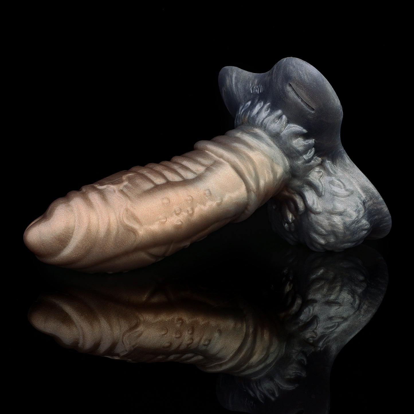 Sculptural Mocha Grey Fantasy Strap Penis Sleeve - Dragon Scale BDSM Harness Set for a Dominant Presence | SilikonLust