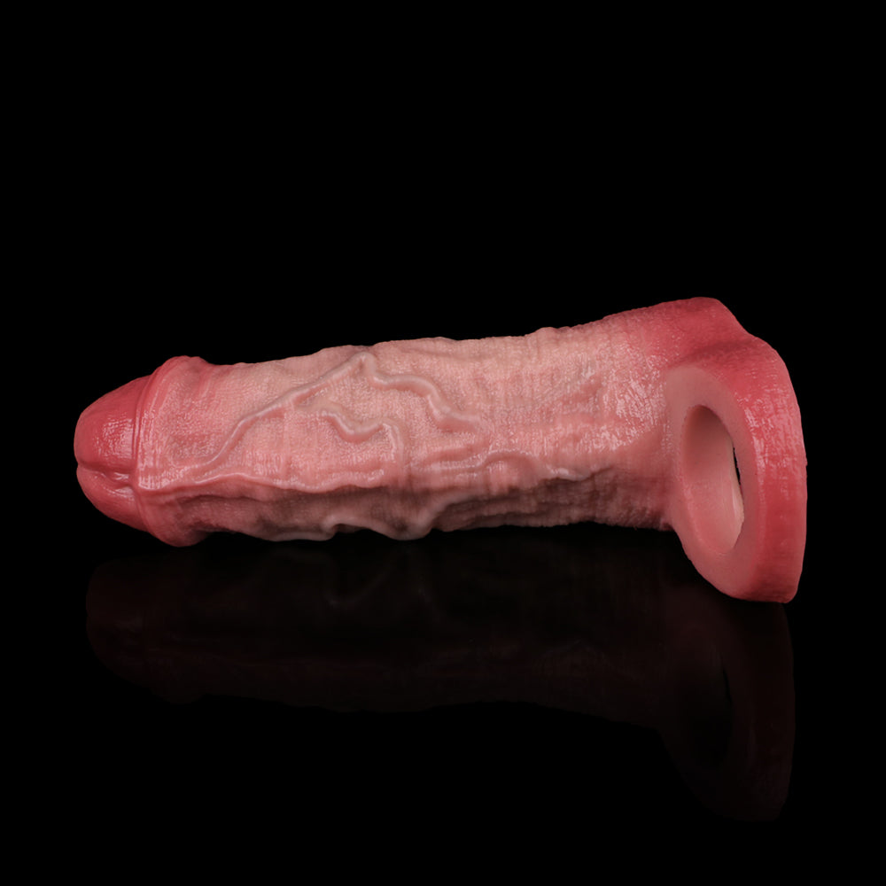 Veiny Penis Sleeve aus Platin-Silikon – 3D Vein Texture Sleeve mit verstärktem Kranzrand