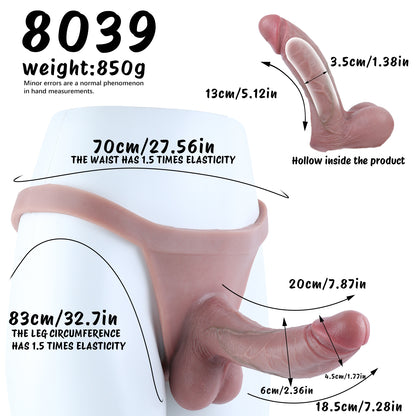 Tanga Penis Sleeve – Realistische Peniserweiterung mit Hodendetail, Venenstruktur & Hautfarbener Silikon-Tanga-Fixierung aus Platin-Silikon
