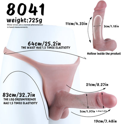 Tanga Penis Sleeve Dark – Realistische Peniserweiterung in Warmbraun, Spiralhoden-Textur, Bogenring-Fixierung & breites Tanga-System aus Platin-Silikon
