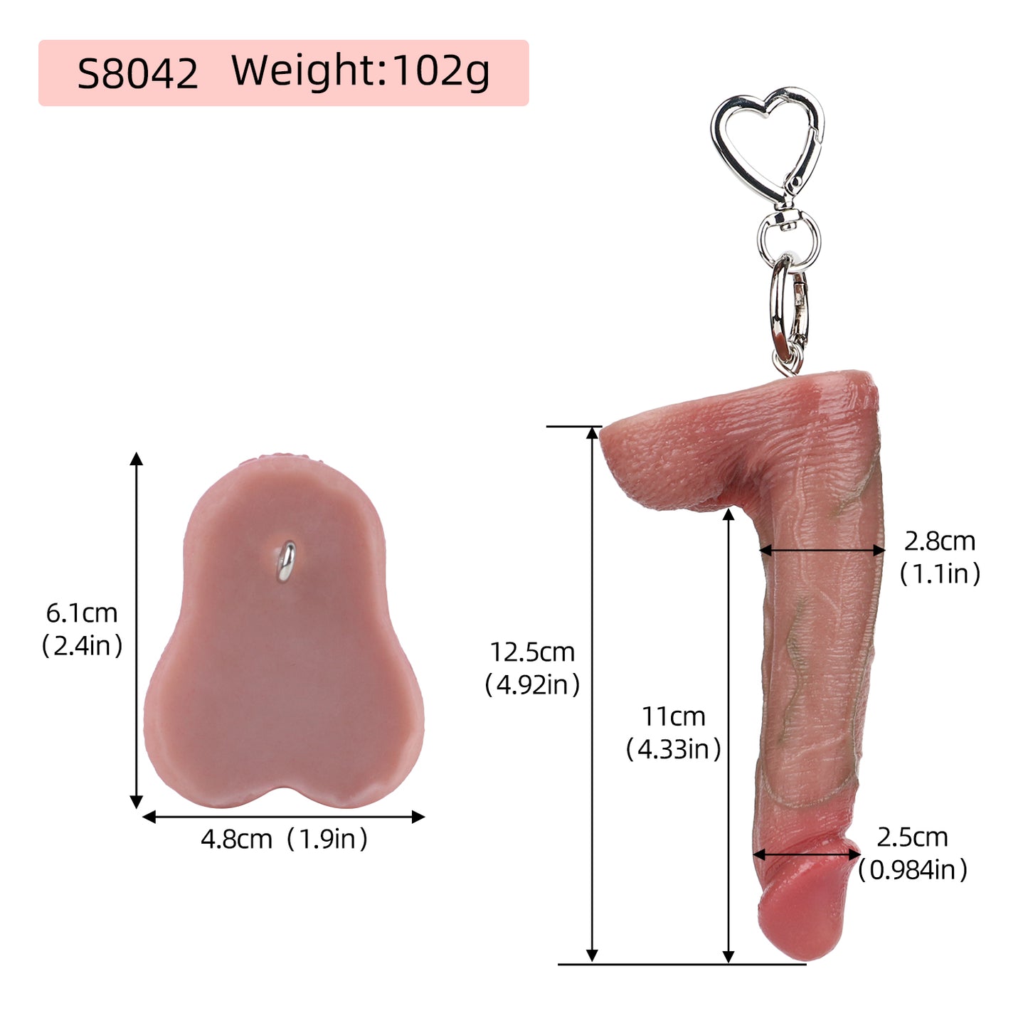 Filigraner Avantgarde Dildo-Schlüsselanhänger Silikon - Artistic Silicone Dildo Schlanke Linienfuehrung