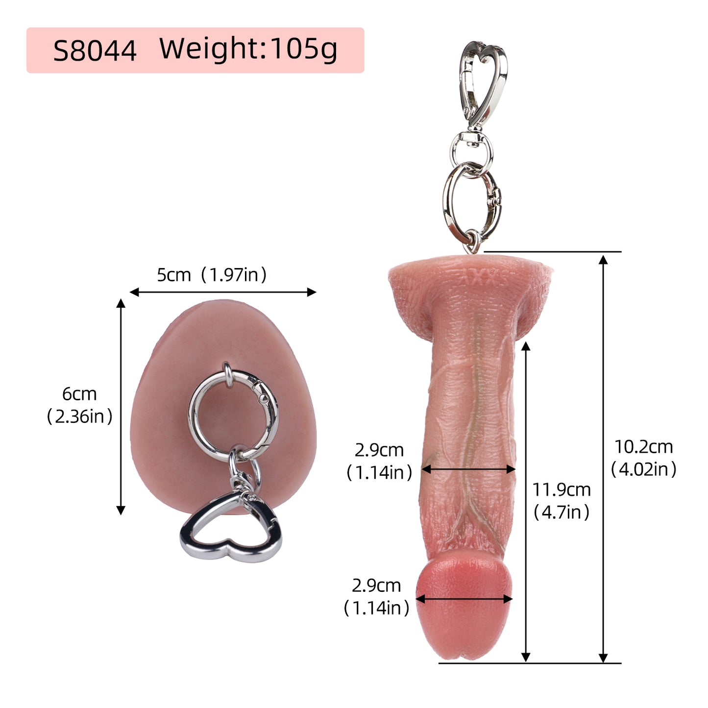 Flesh Texture Dildo Schlüsselanhänger – Vein Detail Silicone | Platin-Silikon Keychain SilikonLust