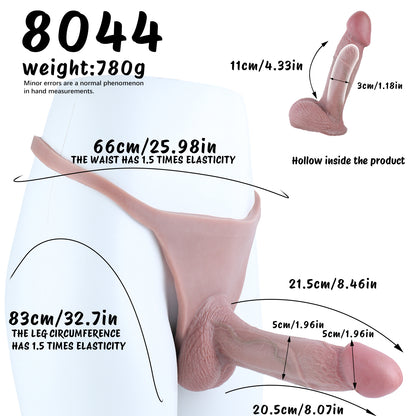 Tanga Penis Sleeve Dunkelbraun – Realistische Peniserweiterung in Schokoladenbraun mit Rippen-Hodensack, Einzel-Grossring & anatomischem Venenprofil aus Platin-Silikon