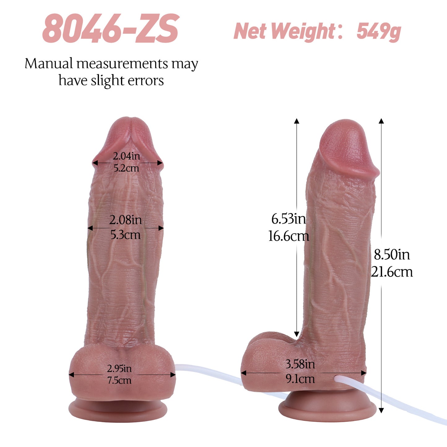 Veiny Dildo Fleischton - Ausgeprägte Hauptvene Ejakulierend | Gerader Schaft Saugnapf Platin-Silikon SilikonLust