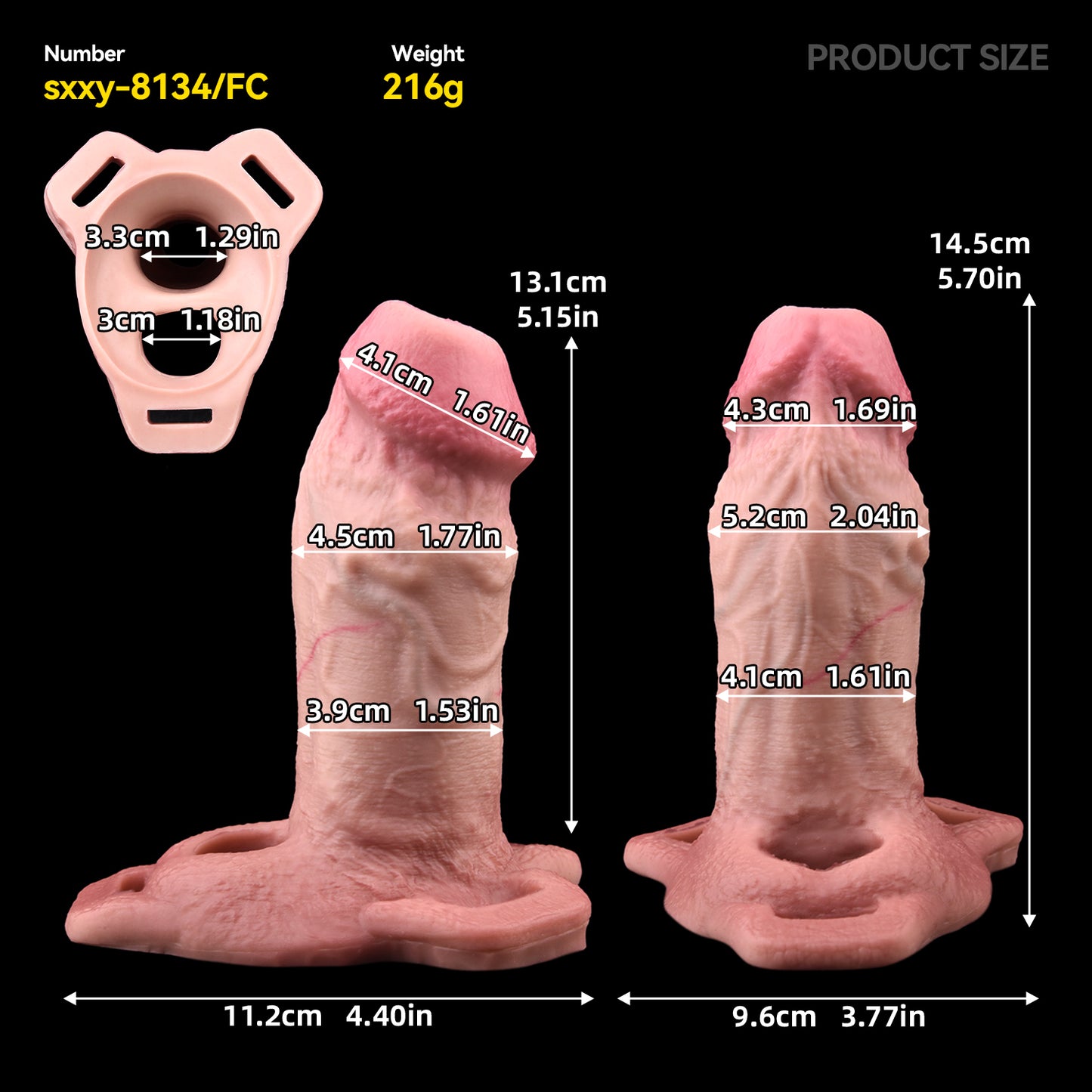 Flesh-colored Penis Sleeve with Veins – Premium Silicone Penis Sleeve with Anatomical Glans and Harness