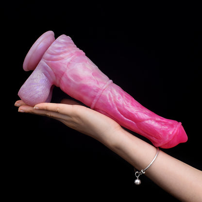 Fantasy Spiral Dildo aus Silikon - Schirmkopf Form mit gedrehtem Wirbelmuster in Pink