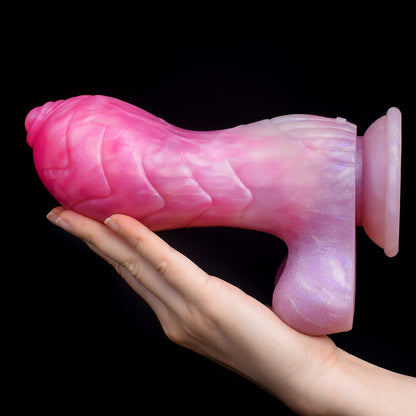 Curved Premium Silicone Dildo | Soft Silicone Fantasy Dildo with Layered-Dome Glans,