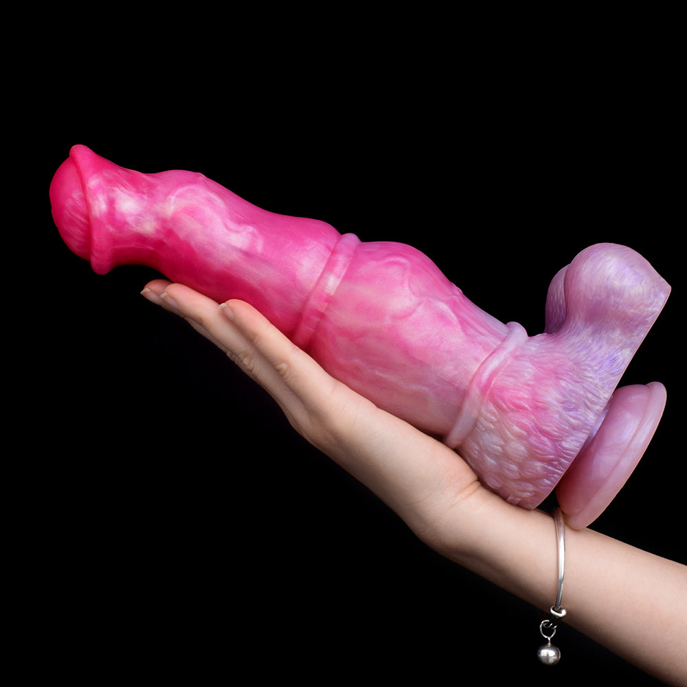 Anatomischer Fantasy Dildo | Platinum Silicone Dildo mit Pferdeglans-Kappe, Dreisegment-Stufenschaft