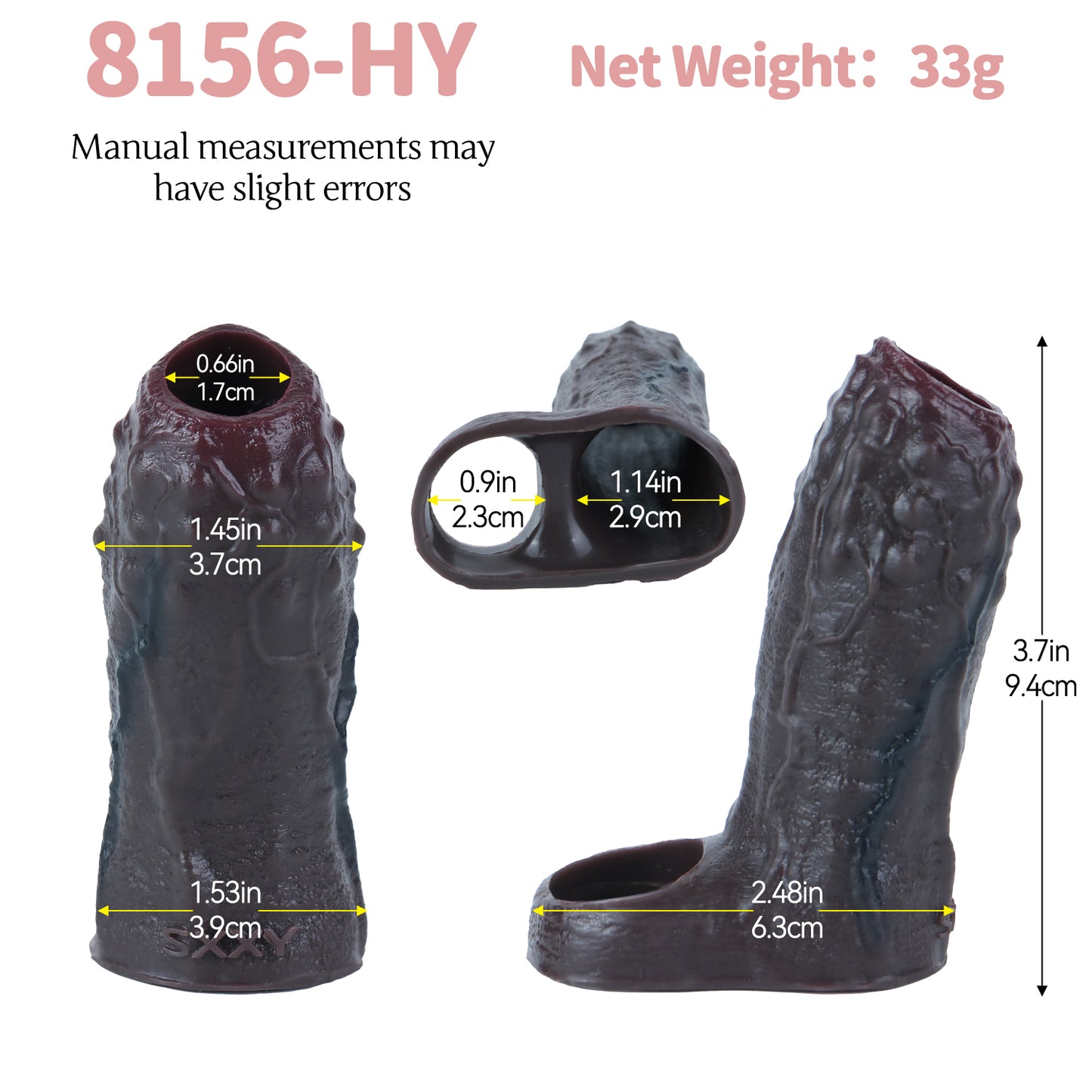 Structured Dark Fantasy Platinum Silicone Penis Sleeve - Black Silicone Penis Sleeve with Power Grip Nubs for Dominant Penis Enlargement