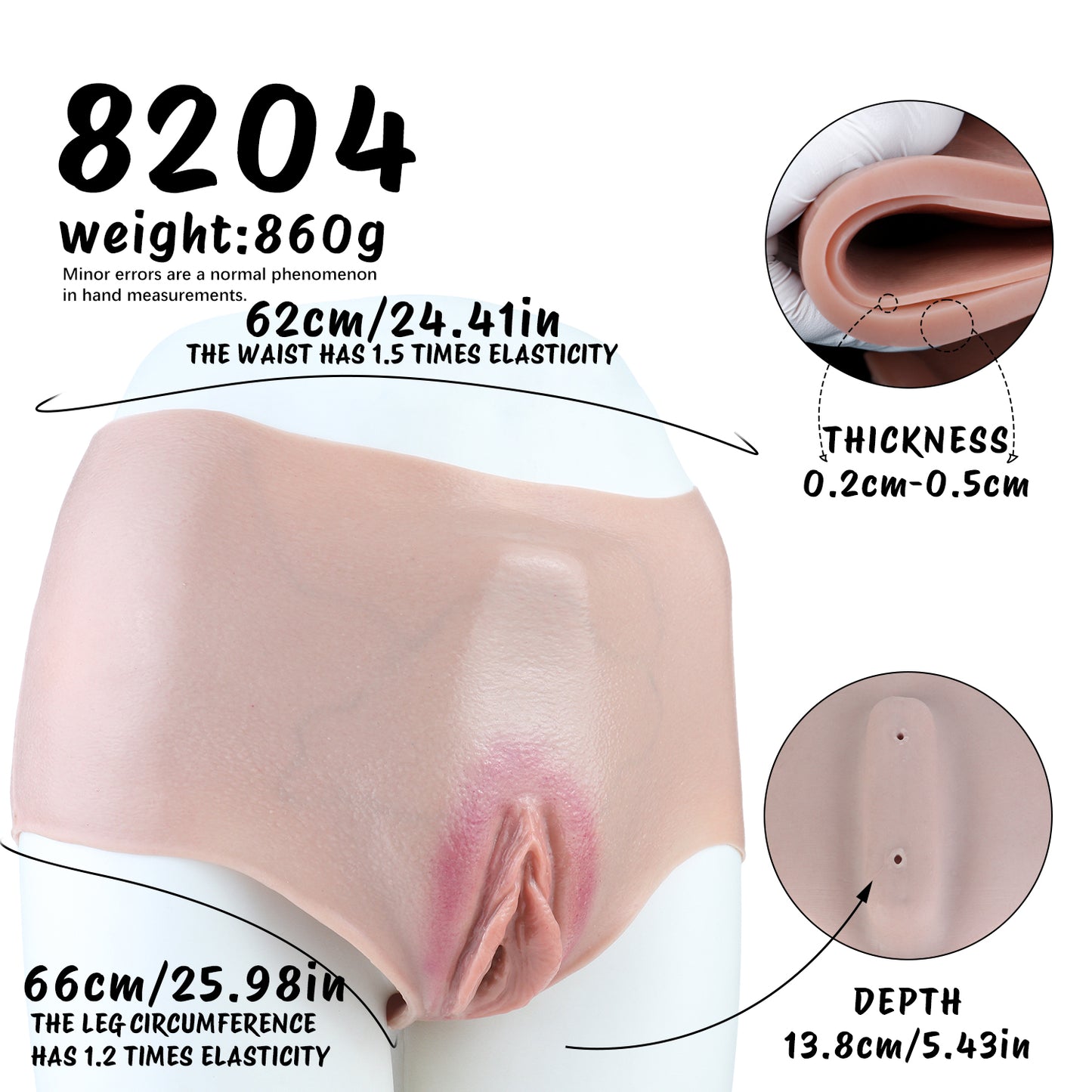 Pussy Panties mit Handbesprühter Vulva – Naturhautton, Penetrierbarer Kanal & Platin-Silikon für Femboys