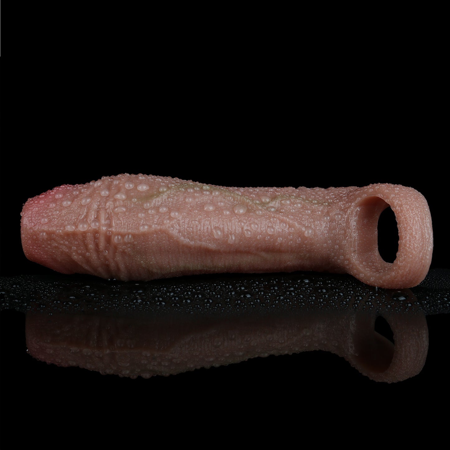Realistischer Penis Sleeve aus Platin-Silikon mit komfortabler Fixierung und natürlicher Struktur