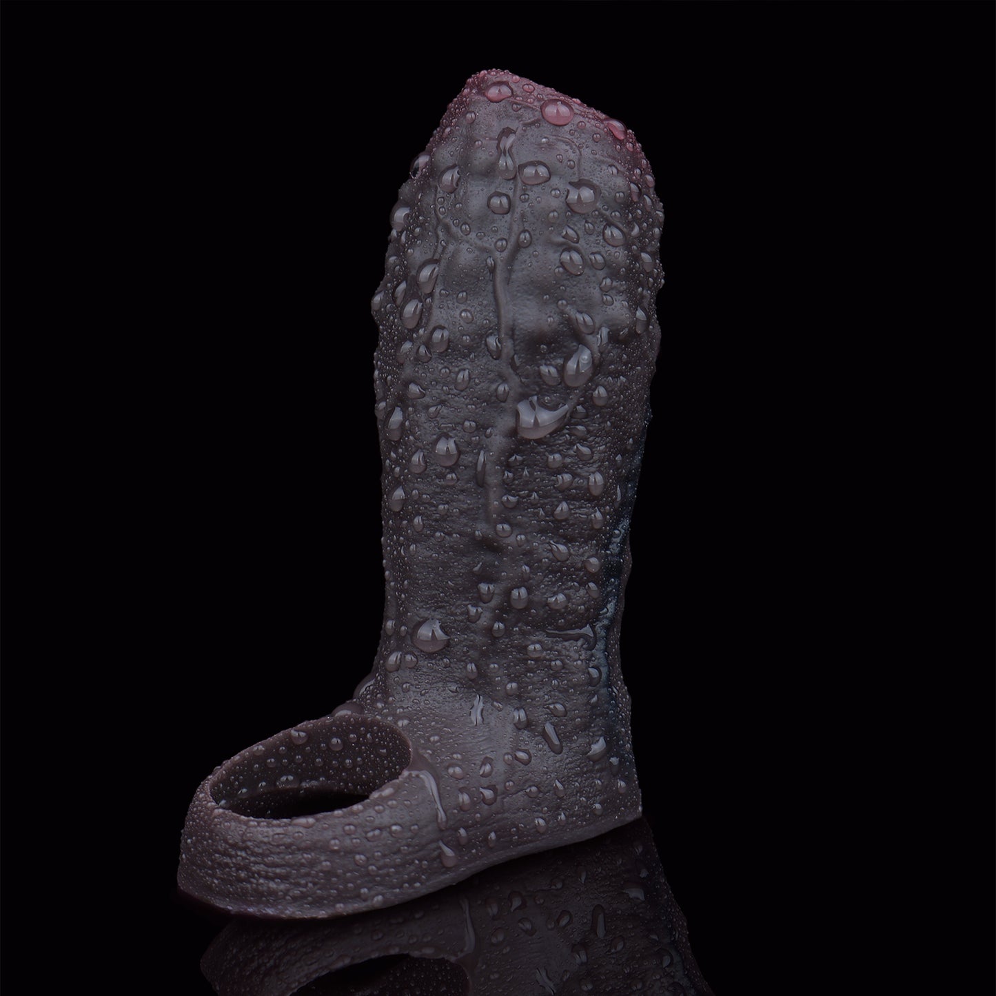 Structured Dark Fantasy Platinum Silicone Penis Sleeve - Black Silicone Penis Sleeve with Power Grip Nubs for Dominant Penis Enlargement