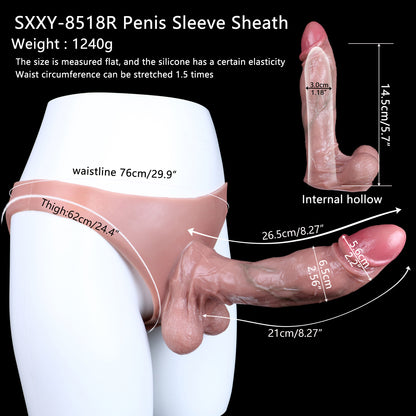 Lifelike Premium Silicone Penis Sleeve – Realistic Penis Extension Sleeve & for More Intense Couple Moments